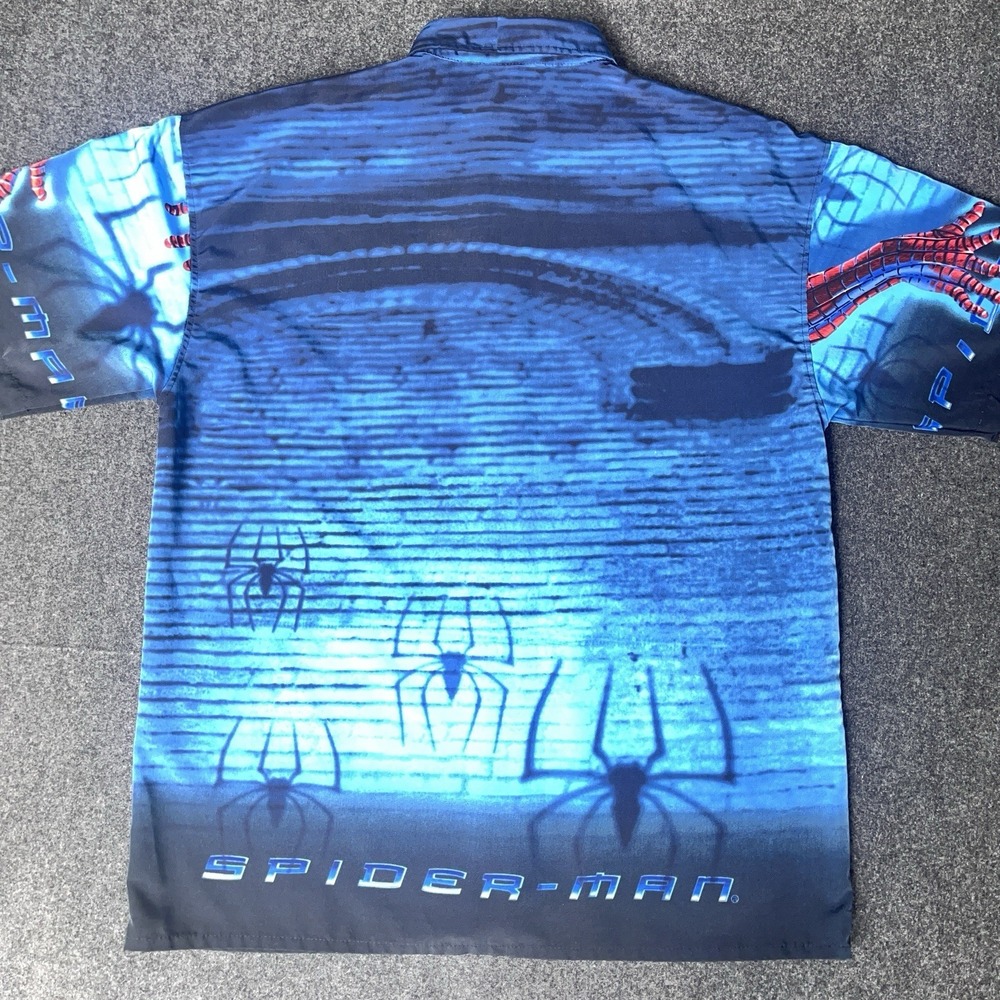 Spiderman Short Sleeve Button Up Shirt Mens L - Picture 4 of 6